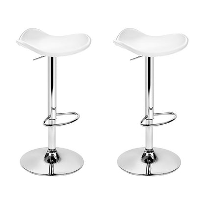 Set of 2 Leather Bar Stools - White