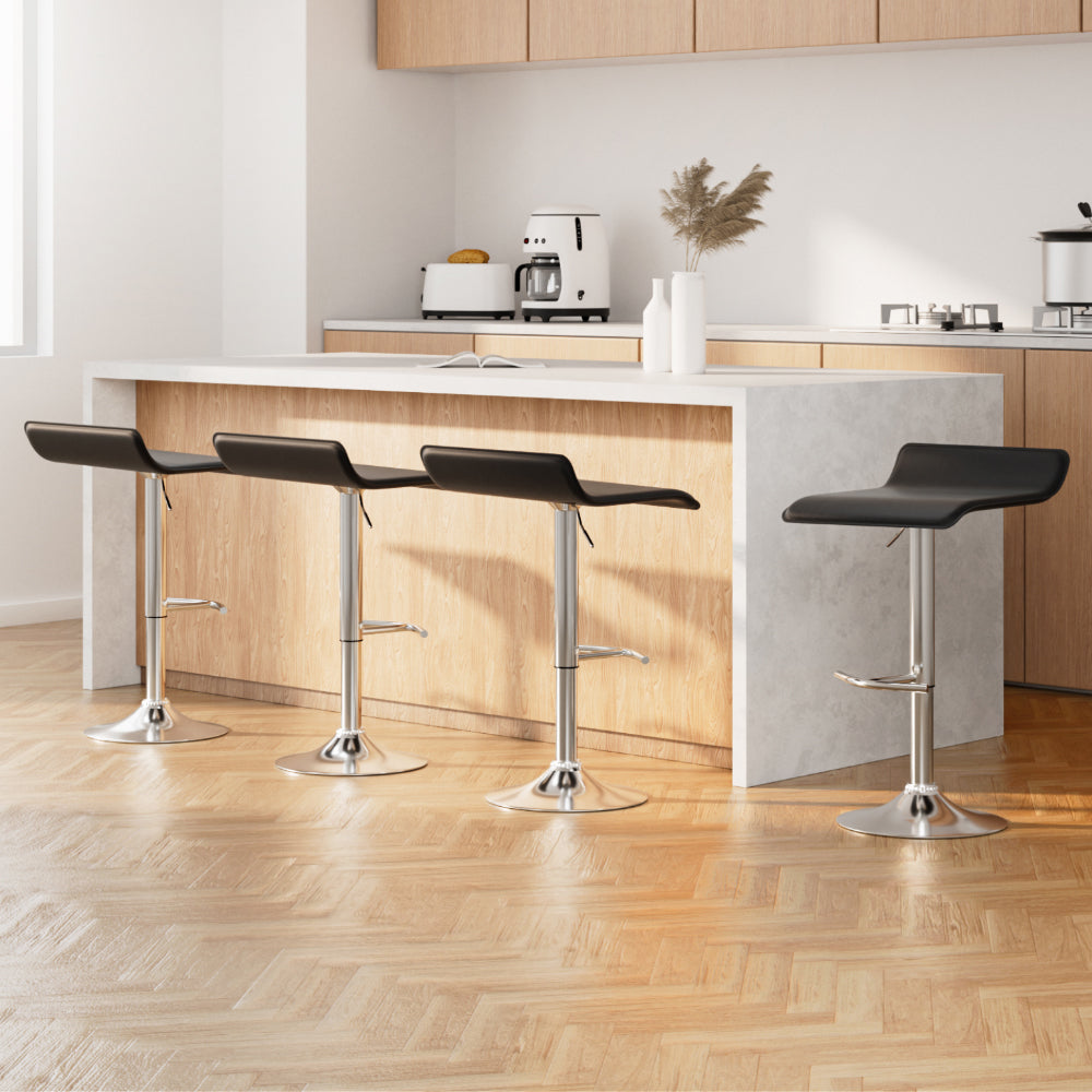 Set of 4 Sena Adjustable Bar Stools - Black