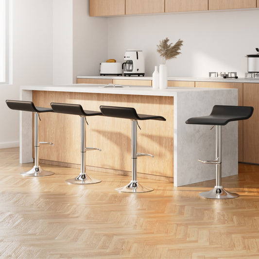 Set of 4 Sena Adjustable Bar Stools - Black