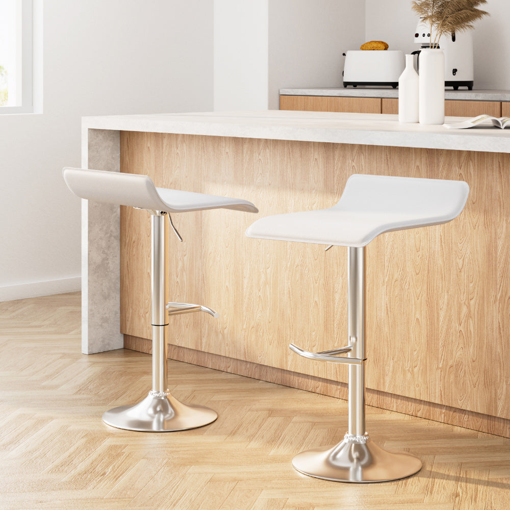 Set of 2 Sena Adjustable Bar Stools - White
