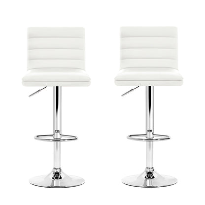 Set of 2 Padded Leather Bar Stools - White