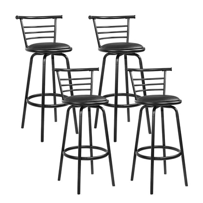 Set of 4 Swivel Leather Padded Metal Bar Stools