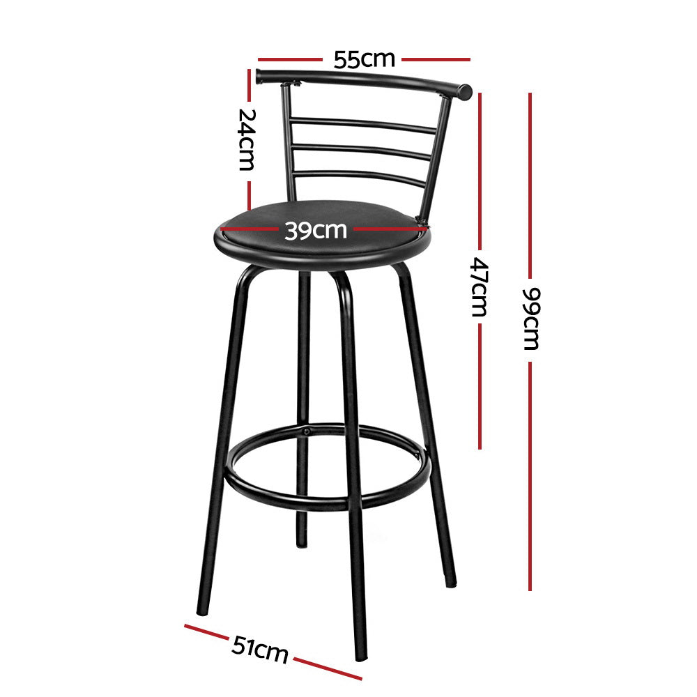 Set of 4 Swivel Leather Padded Metal Bar Stools