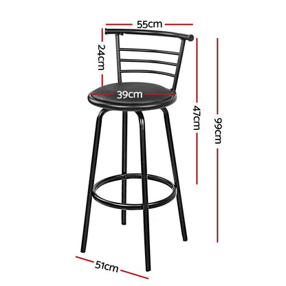 Set of 4 Swivel Leather Padded Metal Bar Stools