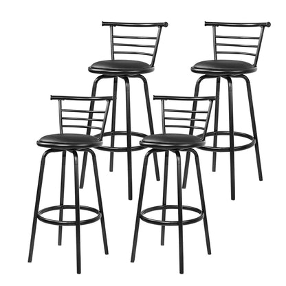 Set of 4 Swivel Leather Padded Metal Bar Stools
