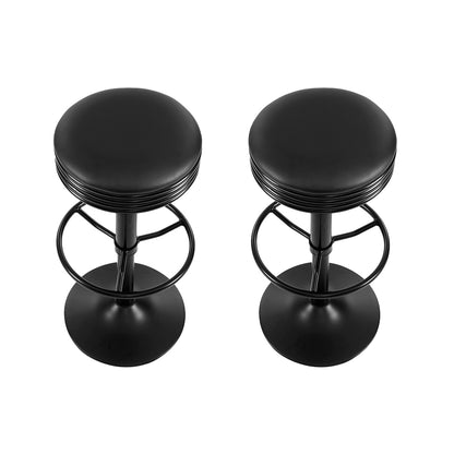 Set of 2 Anton Leather Padded Bar Stools - Black