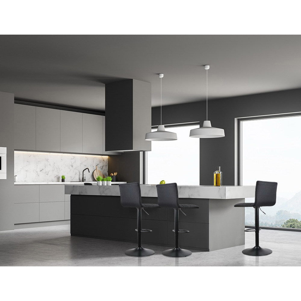 Set of 4 Linen Fabric Bar Stools - Black