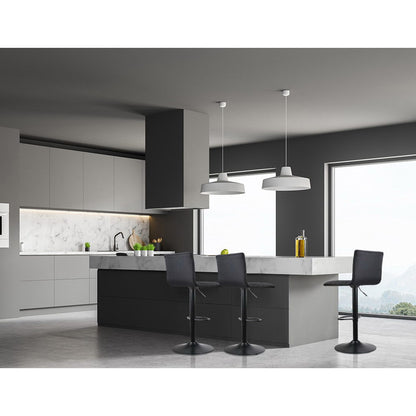 Set of 4 Linen Fabric Bar Stools - Black