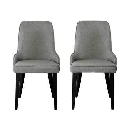 Set of 2 Linen Fabric Dining Chairs - Grey
