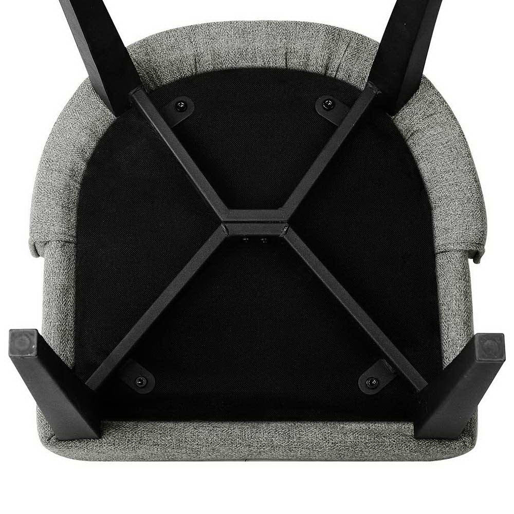 Set of 2 Linen Fabric Dining Chairs - Grey