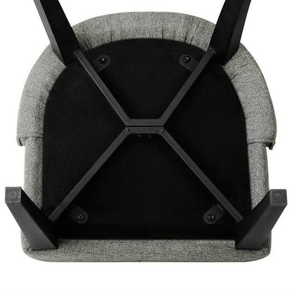 Set of 2 Linen Fabric Dining Chairs - Grey