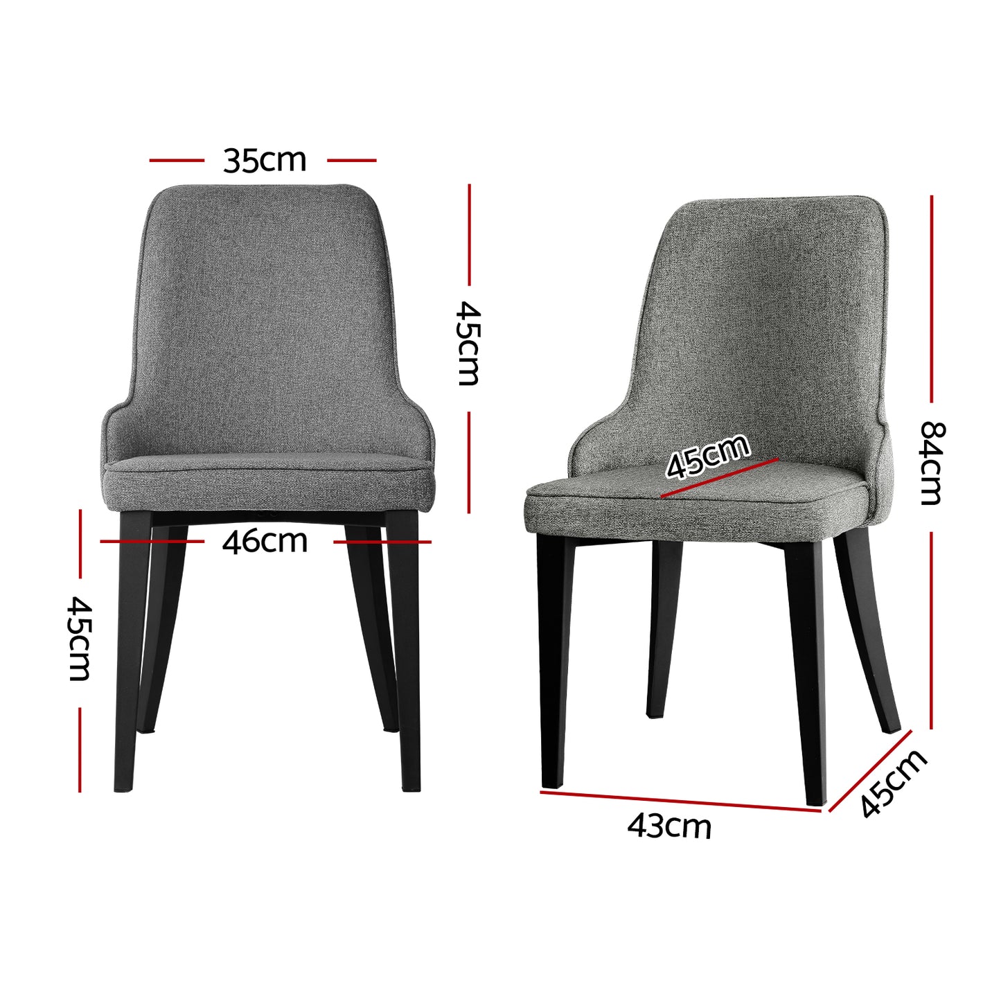 Set of 4 Domus Dining Chairs Linen Fabric - Grey