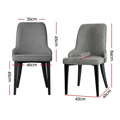 Set of 4 Domus Dining Chairs Linen Fabric - Grey