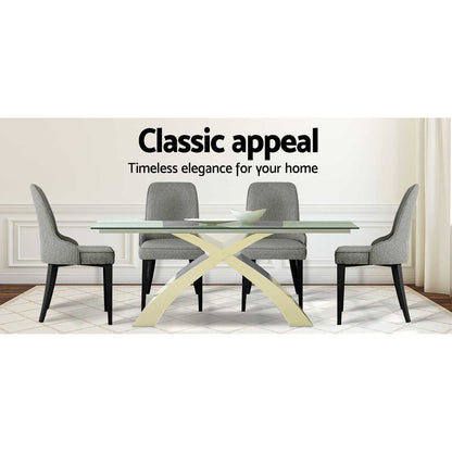 Set of 4 Domus Dining Chairs Linen Fabric - Grey