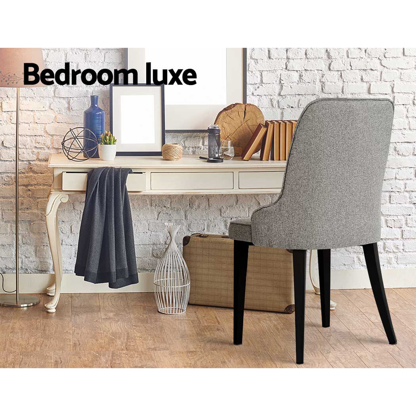 Set of 4 Domus Dining Chairs Linen Fabric - Grey