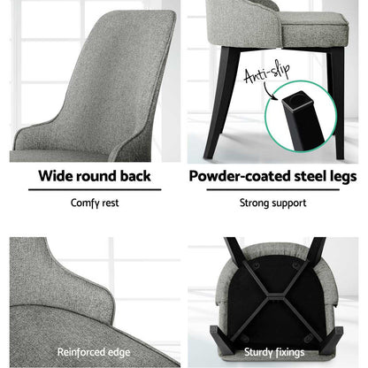 Set of 4 Domus Dining Chairs Linen Fabric - Grey