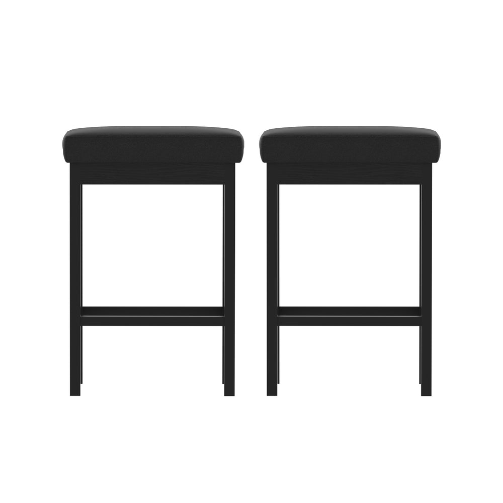 Set of 2 Metal Bar Stools PU Seat Dining Counter Chairs