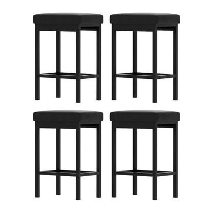 Set of 4 Artiss Metal Bar Stools PU Seat Dining Counter Chairs