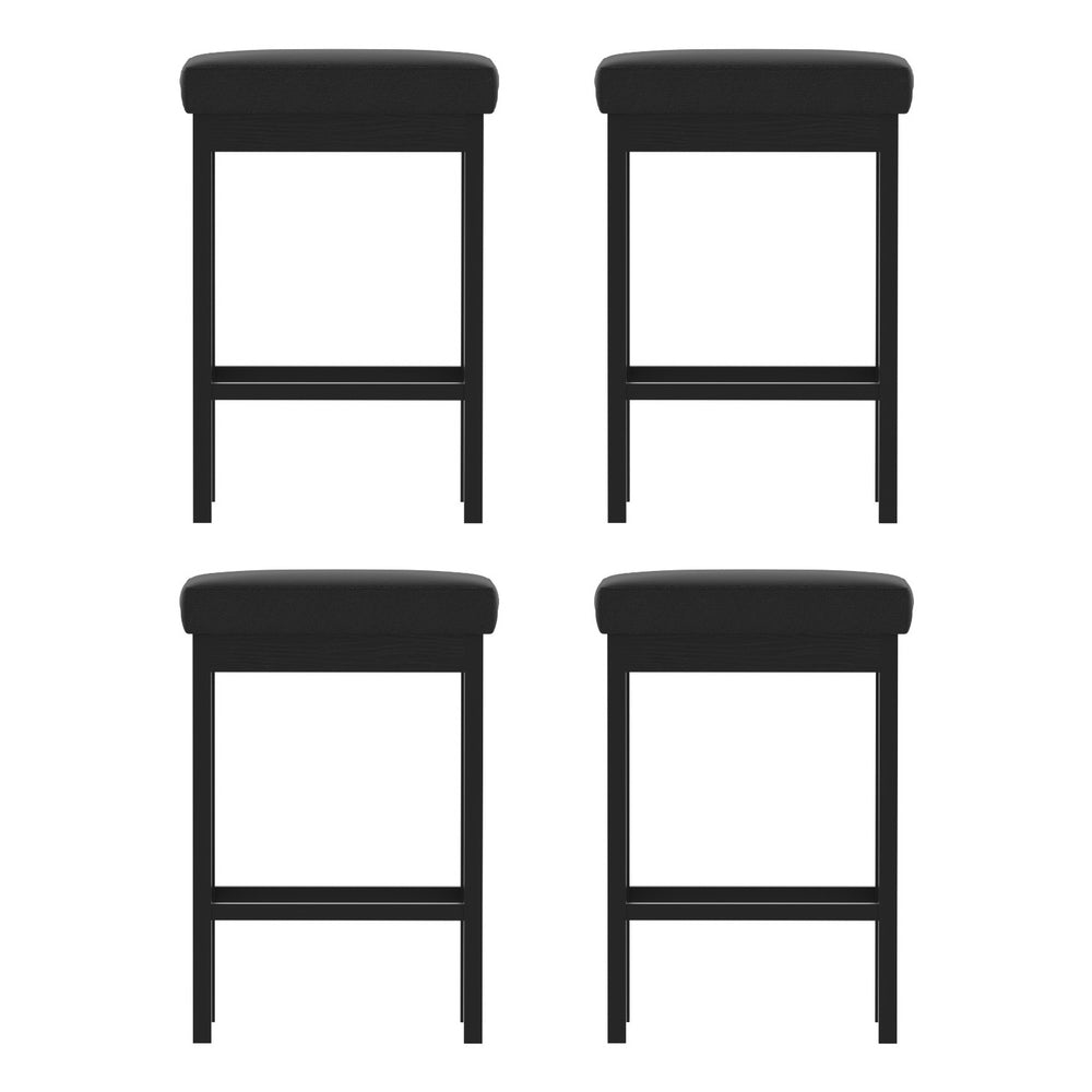 Set of 4 Artiss Metal Bar Stools PU Seat Dining Counter Chairs