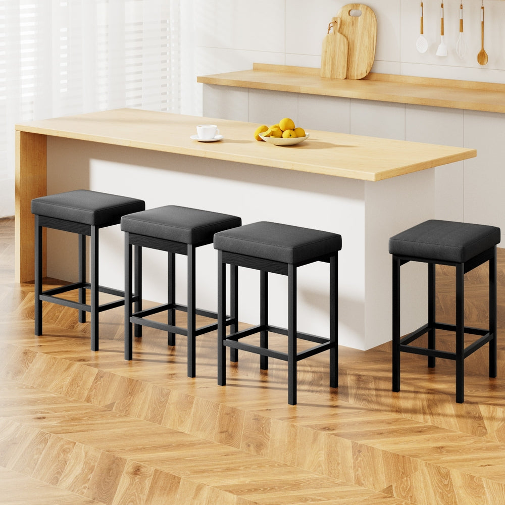 Set of 4 Artiss Metal Bar Stools PU Seat Dining Counter Chairs
