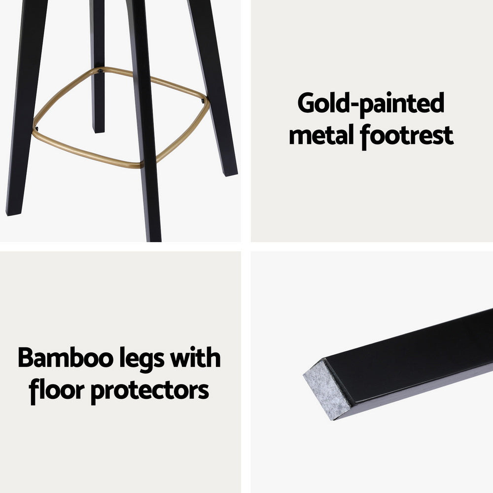 Set of 4 Rattan Bar Stools - Black