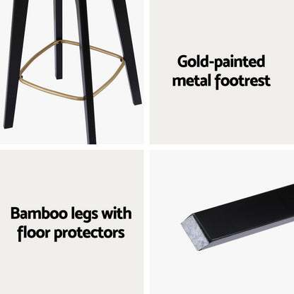 Set of 4 Rattan Bar Stools - Black