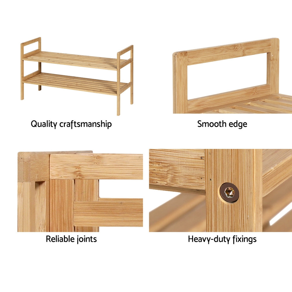 Hina Shoe Rack Cabinet Bamboo Storage Organiser - Pine