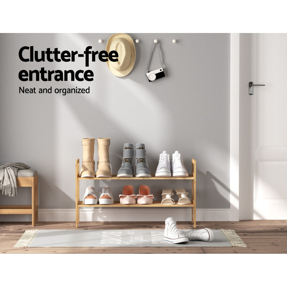 Hina Shoe Rack Cabinet Bamboo Storage Organiser - Pine