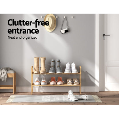 Hina Shoe Rack Cabinet Bamboo Storage Organiser - Pine