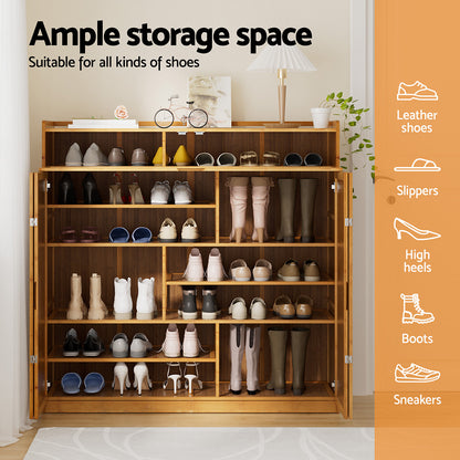 Bamboo Shoe Rack Cabinet 30 Pairs Storage Cupboard