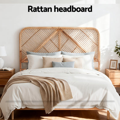 Double Size | Fred Rattan Bed Headboard - Pine