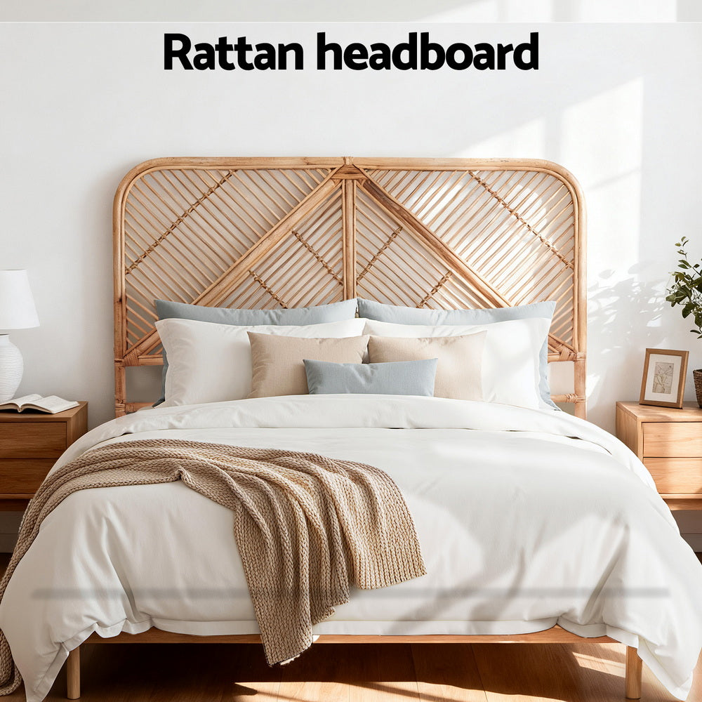 Queen Size | Fred Rattan Bed Headboard - Pine