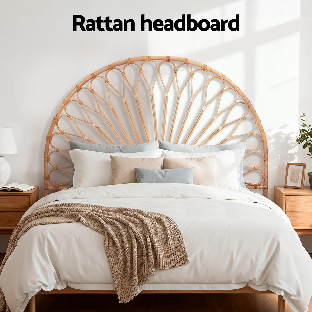 Double Size | Mari Rattan Bed Headboard - Pine
