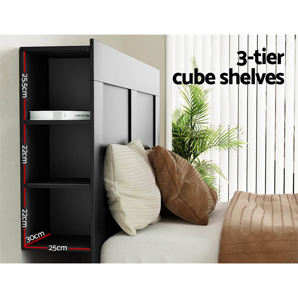 Queen Size | Cabi Bed Headboard with Shelves - Black
