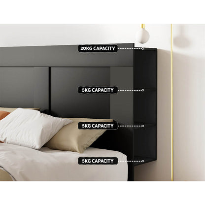 Queen Size | Cabi Bed Headboard with Shelves - Black
