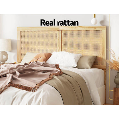 Double Size | Ribo Rattan Bed Headboard - Pine