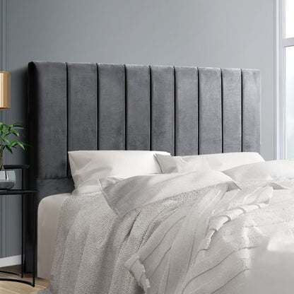 Double Size | Sala Velvet Bed Headboard - Grey