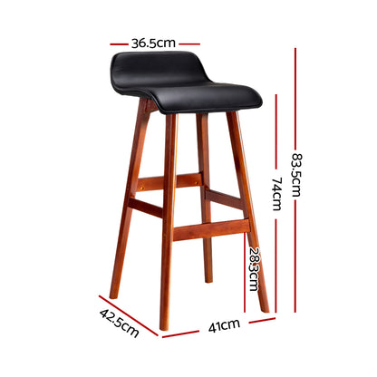 Set of 2 Sliva Wooden Bar Stools - Black