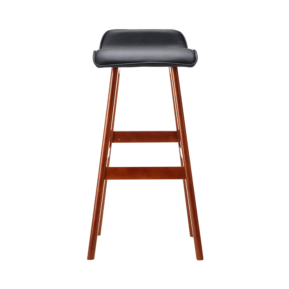 Set of 2 Sliva Wooden Bar Stools - Black