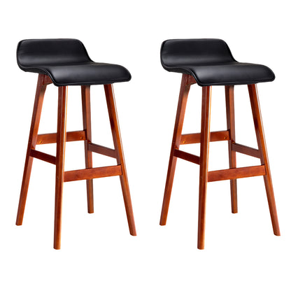 Set of 2 Sliva Wooden Bar Stools - Black