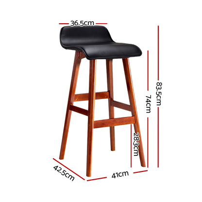 Set of 4 Sliva Wooden Bar Stools - Black