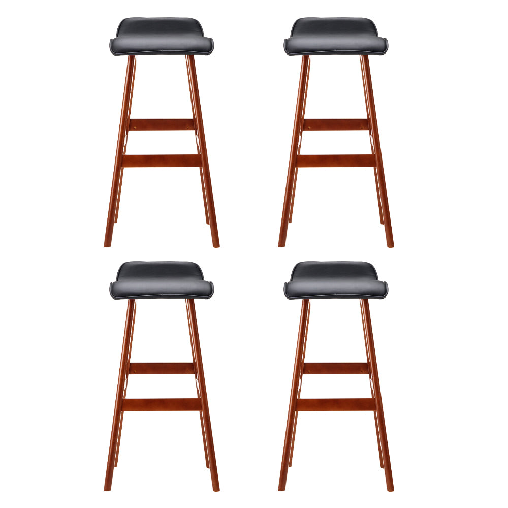 Set of 4 Sliva Wooden Bar Stools - Black