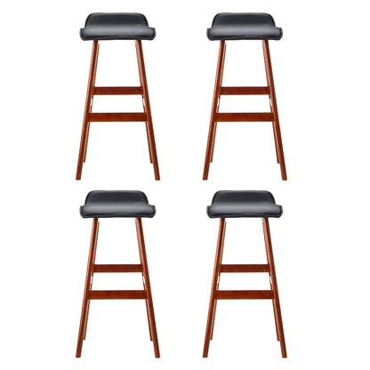 Set of 4 Sliva Wooden Bar Stools - Black