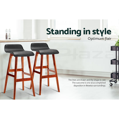Set of 4 Sliva Wooden Bar Stools - Black