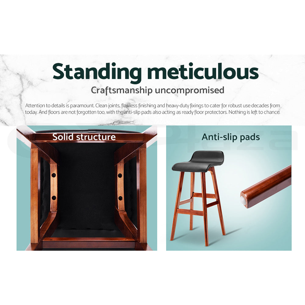 Set of 4 Sliva Wooden Bar Stools - Black