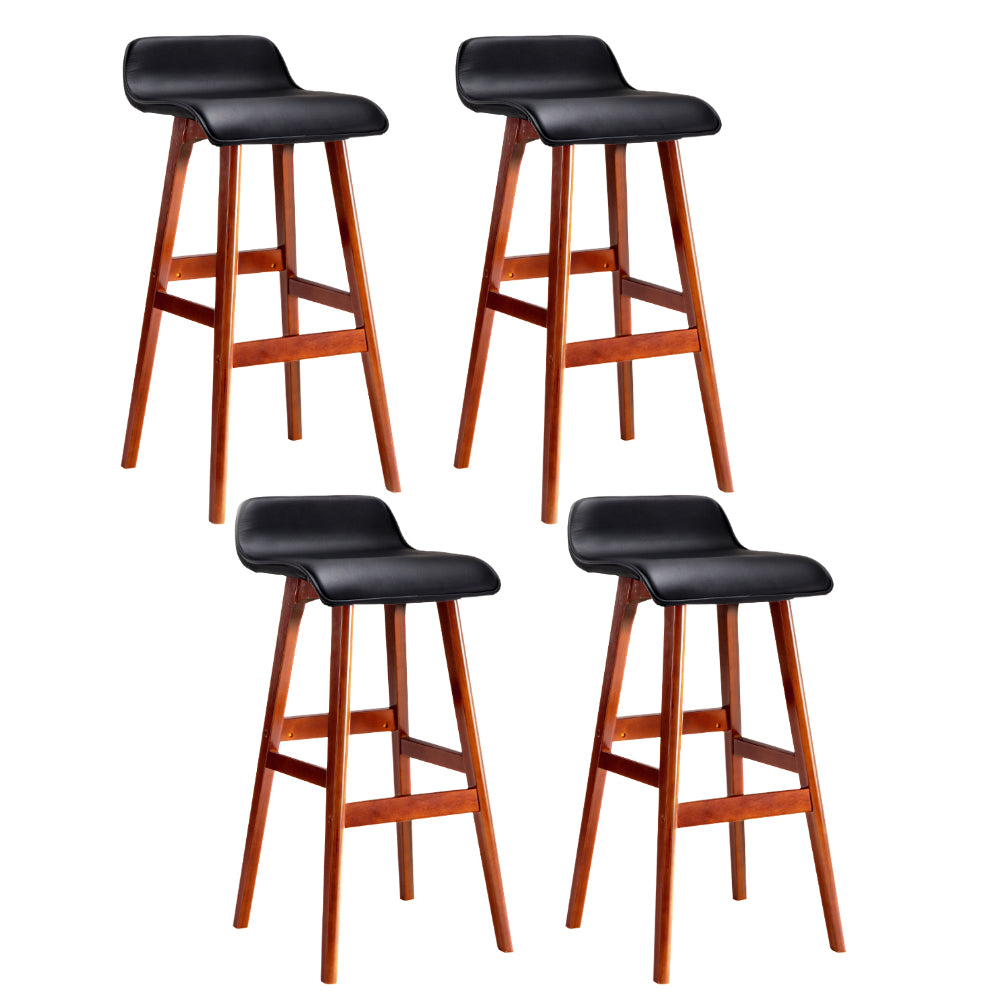Set of 4 Sliva Wooden Bar Stools - Black