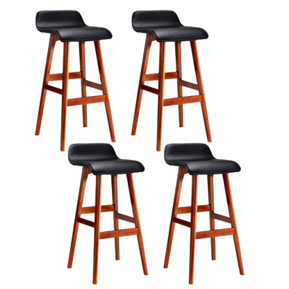 Set of 4 Sliva Wooden Bar Stools - Black