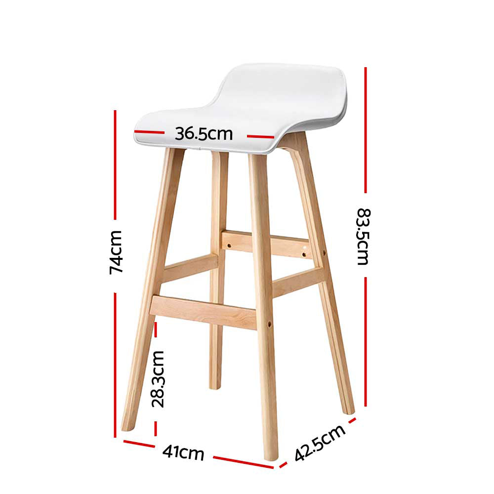Set of 2 Wooden Bar Stools - White
