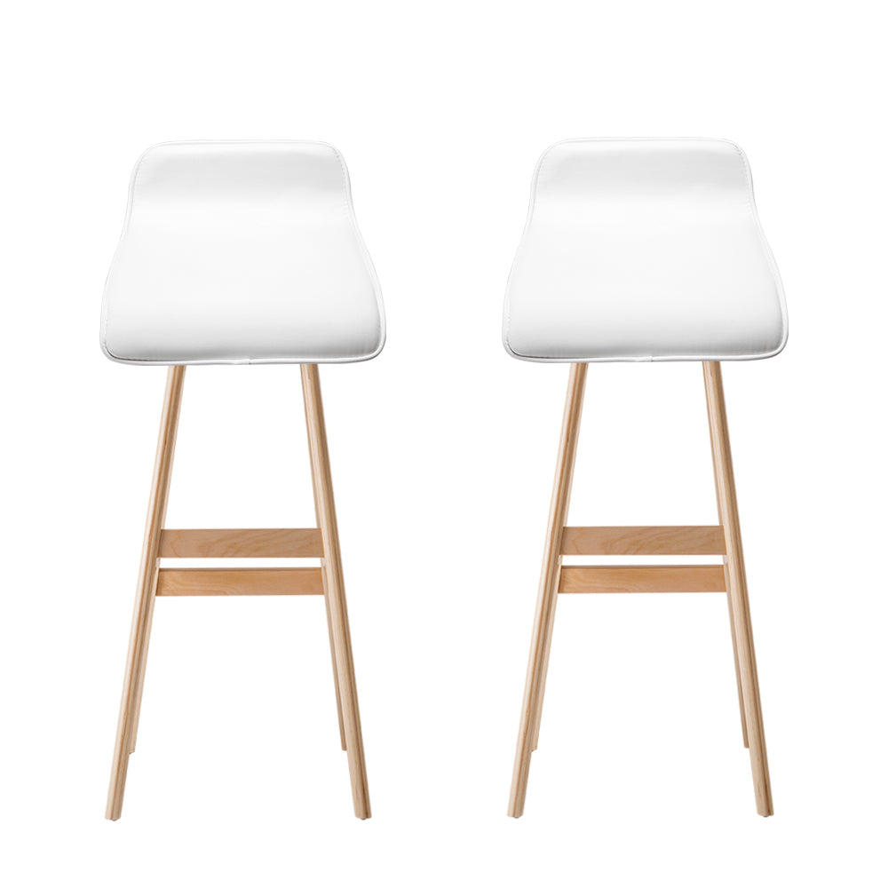 Set of 2 Wooden Bar Stools - White