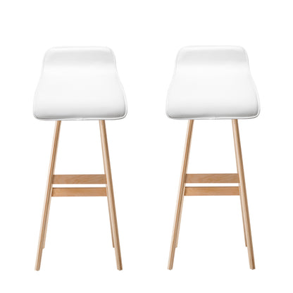 Set of 2 Wooden Bar Stools - White